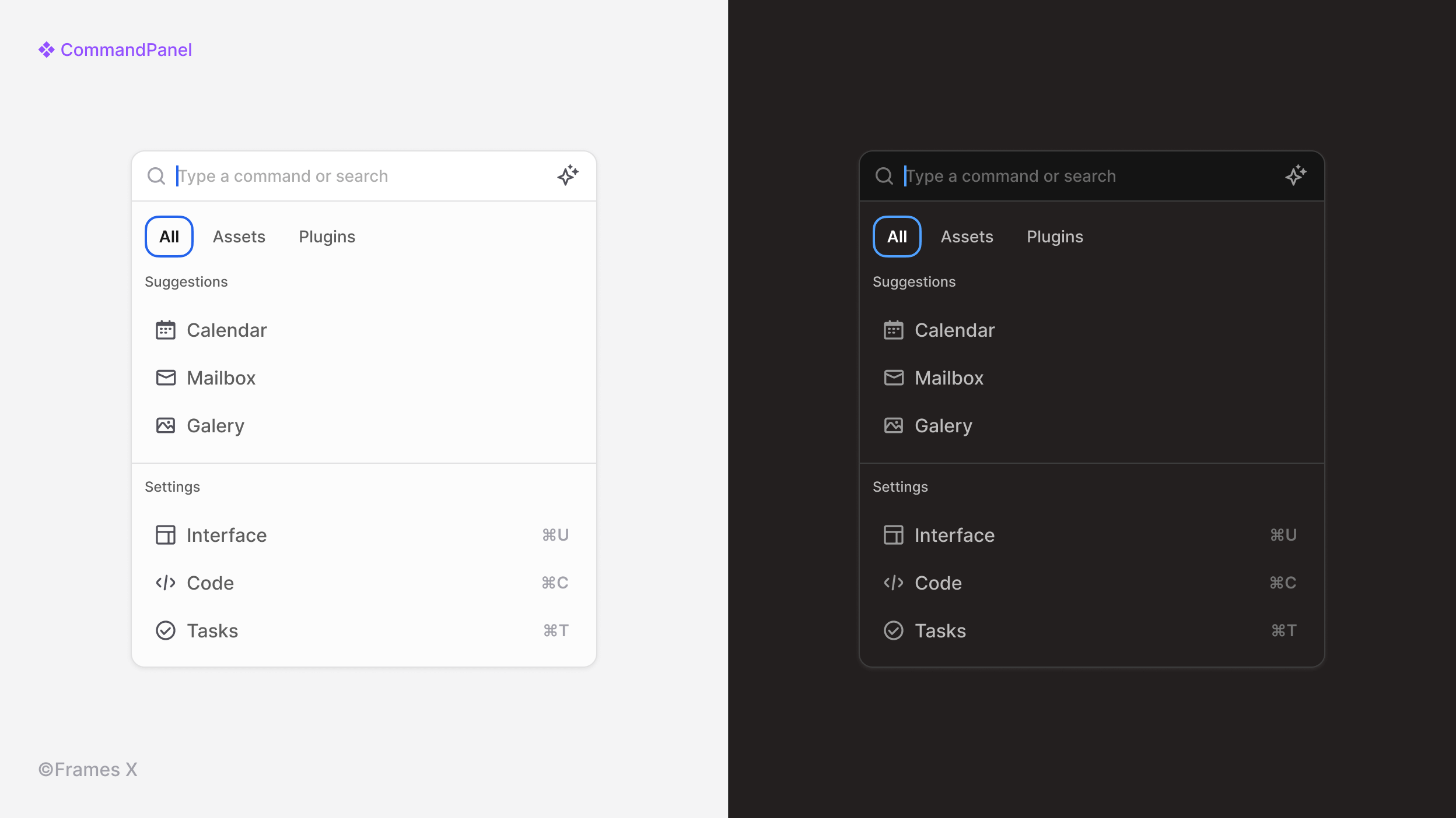 Command Panel UI Component for Figma